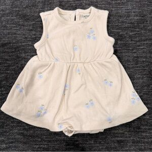 Carter's Ivory Baby Dress with Light Blue Floral Design